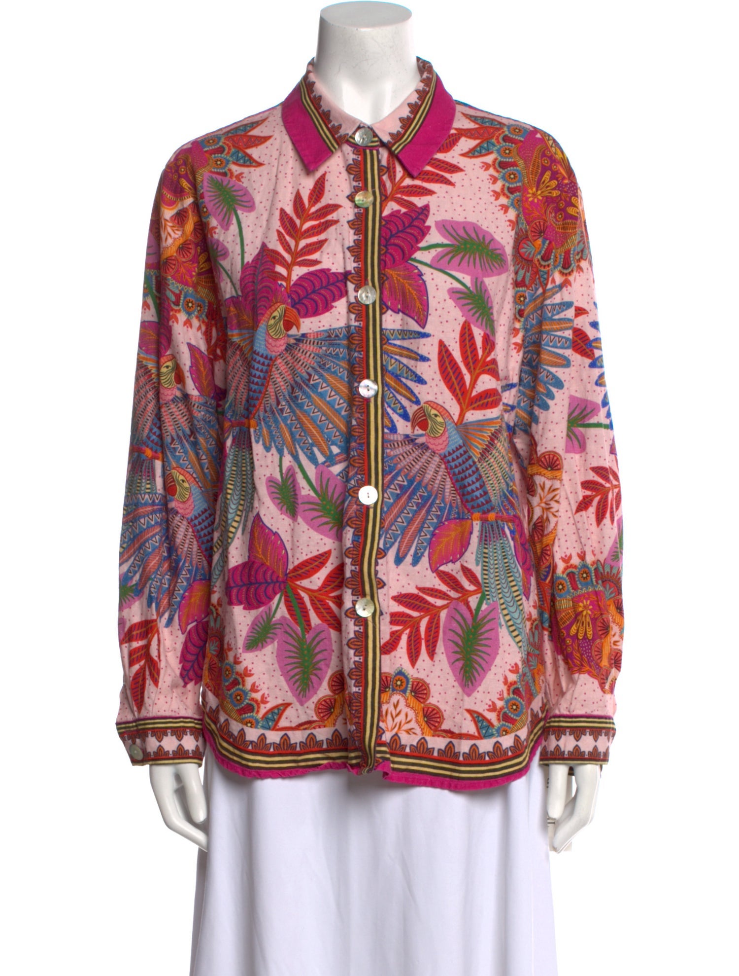 Farm Rio Printed Long Sleeve Button-Up Top