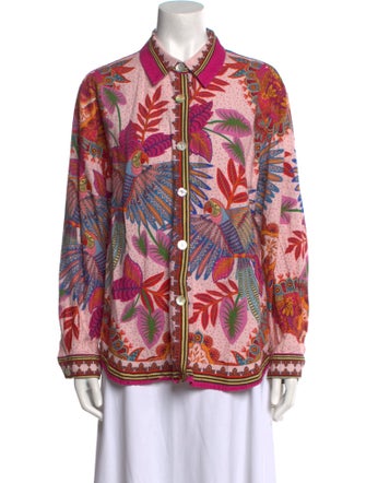 Farm Rio Printed Long Sleeve Button-Up Top