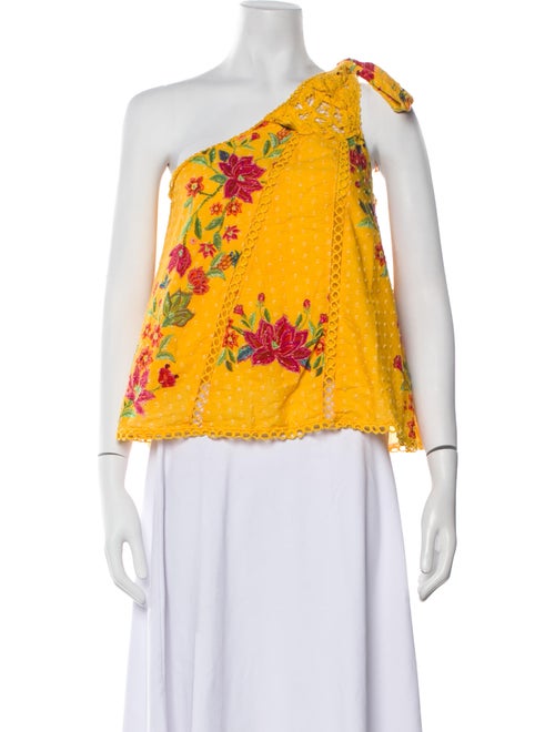 Farm Rio Floral Print One-Shoulder Blouse