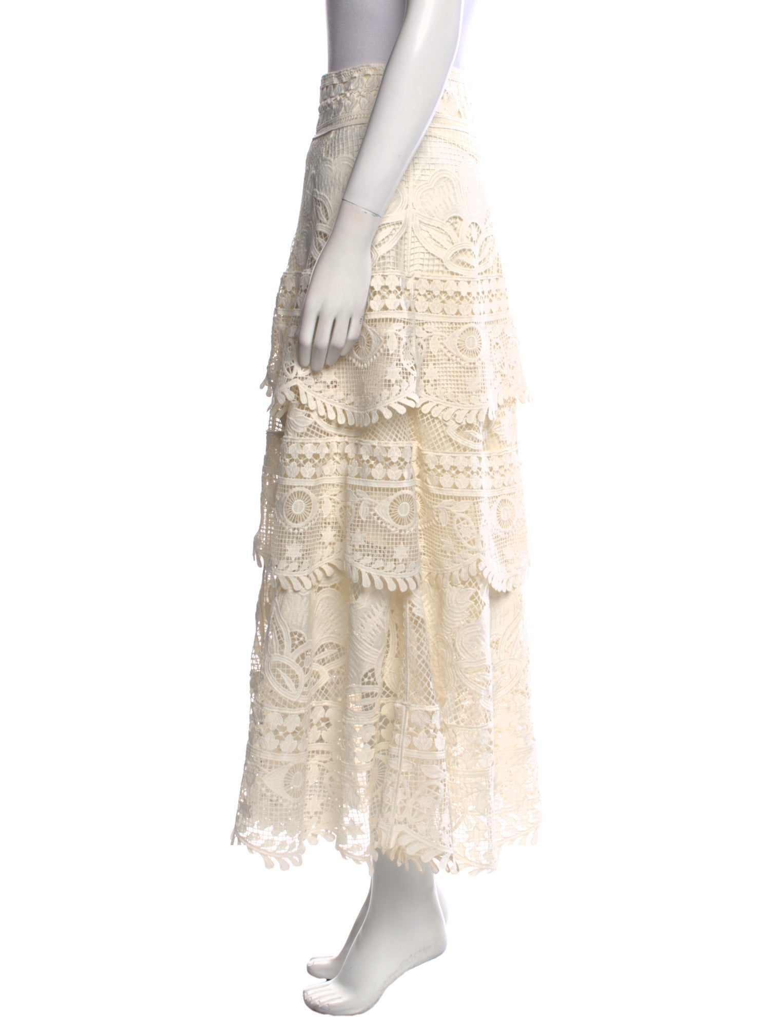 Farm Rio Lace Pattern Midi Length Skirt