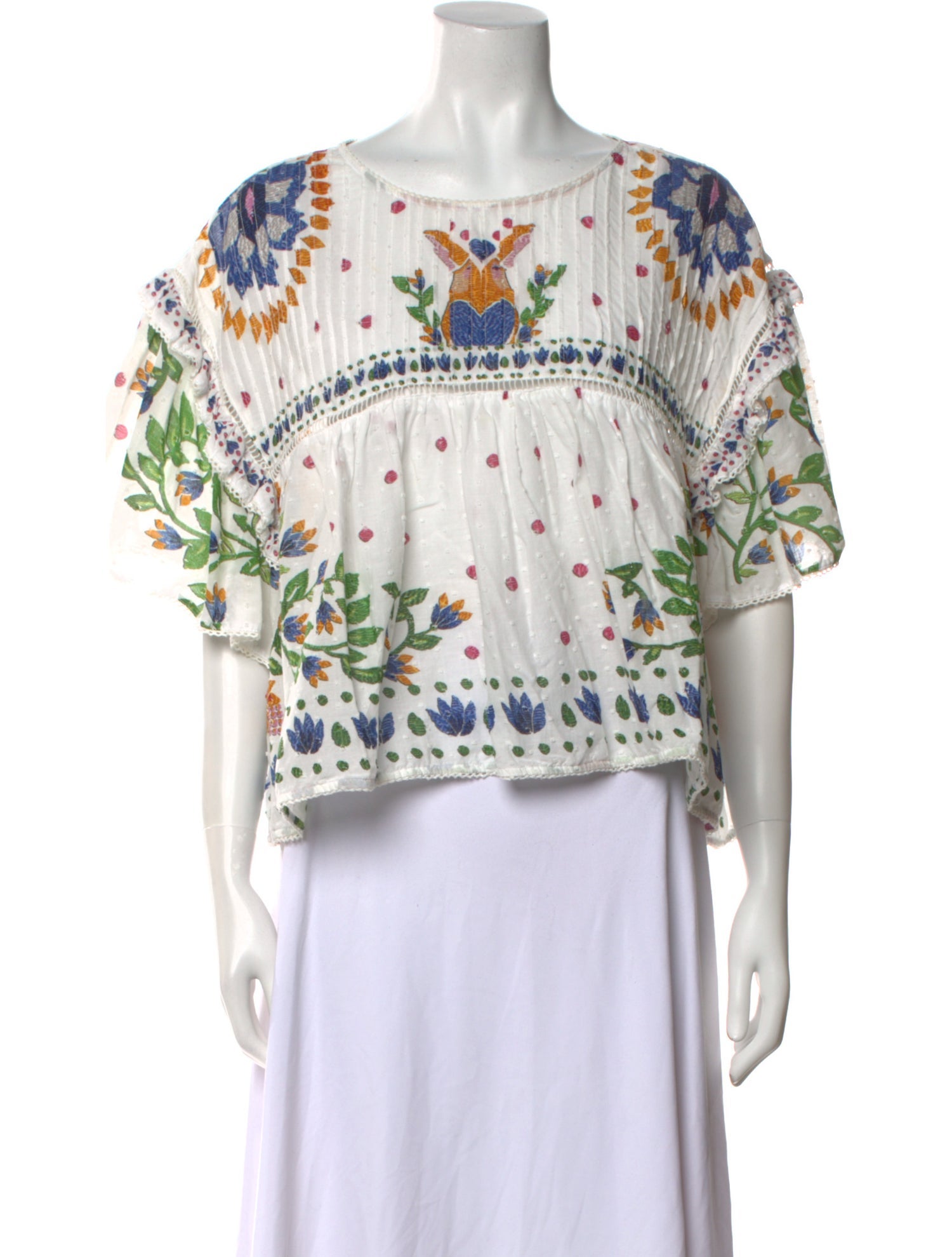 Farm Rio Printed Bateau Neckline Crop Top