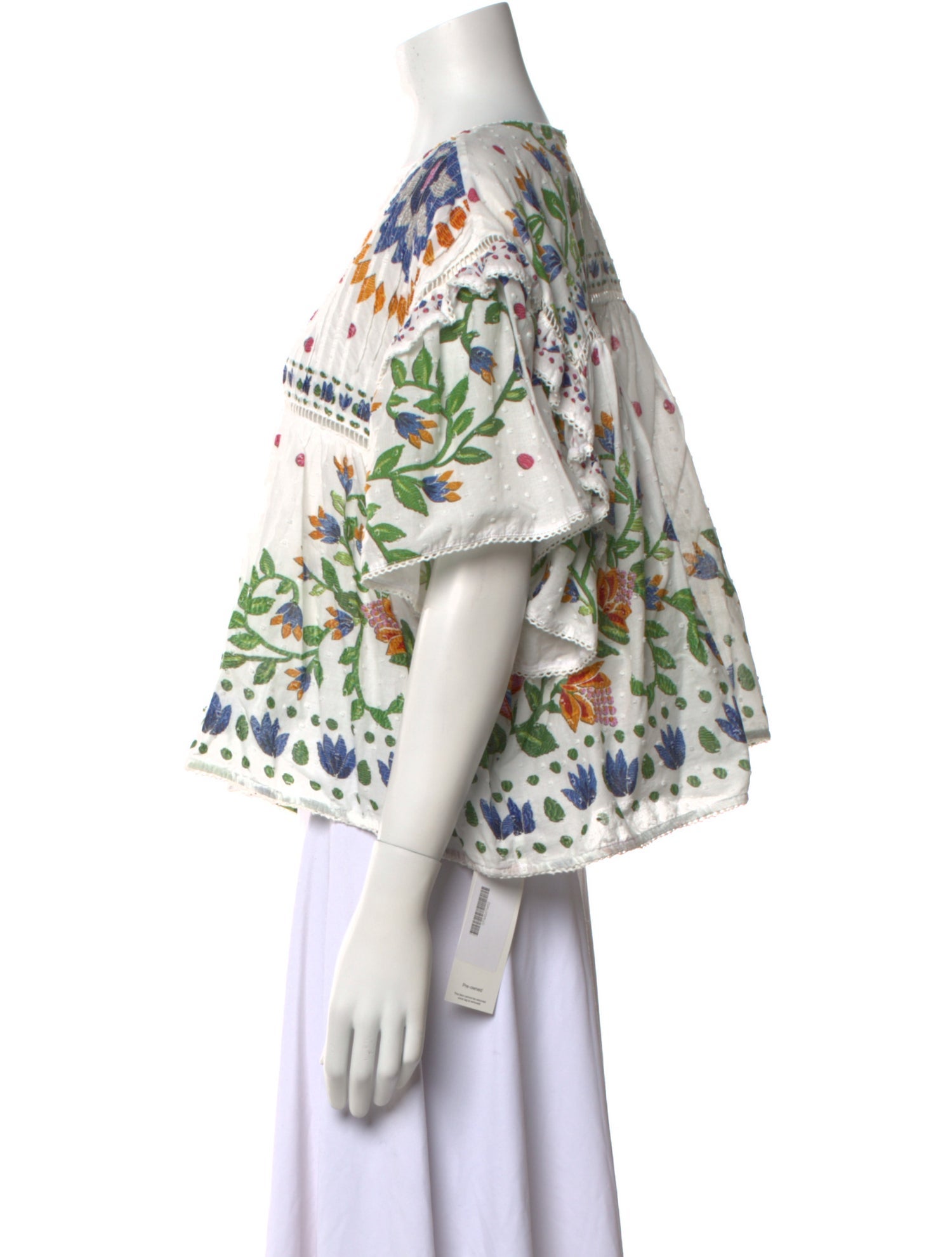 Farm Rio Printed Bateau Neckline Crop Top