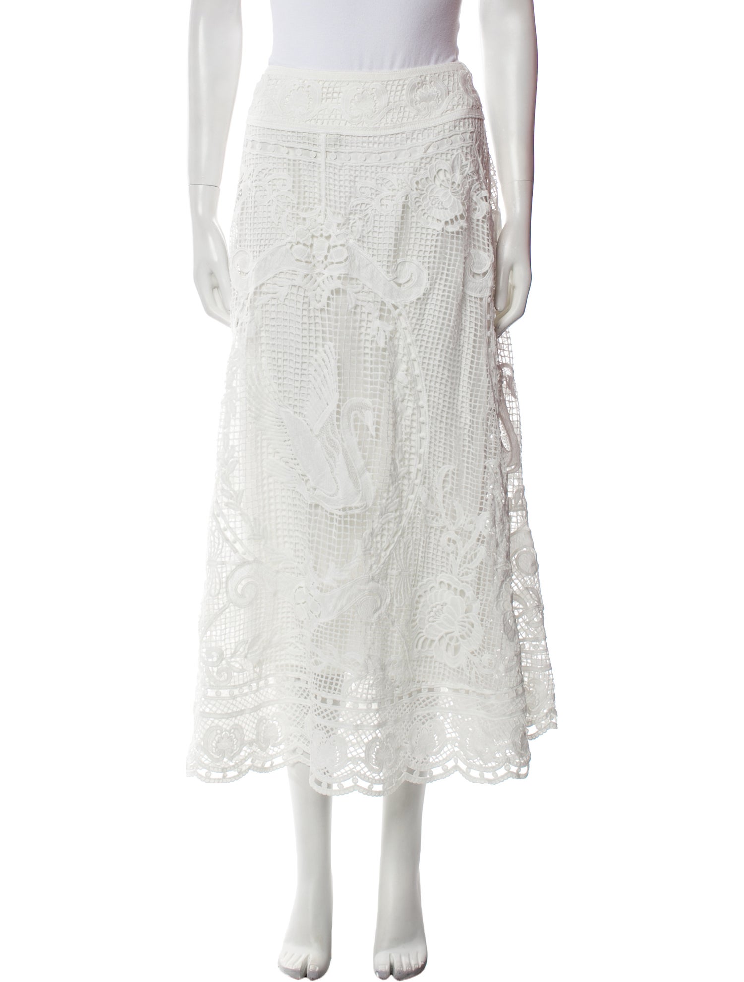 Farm Rio Lace Pattern Midi Length Skirt