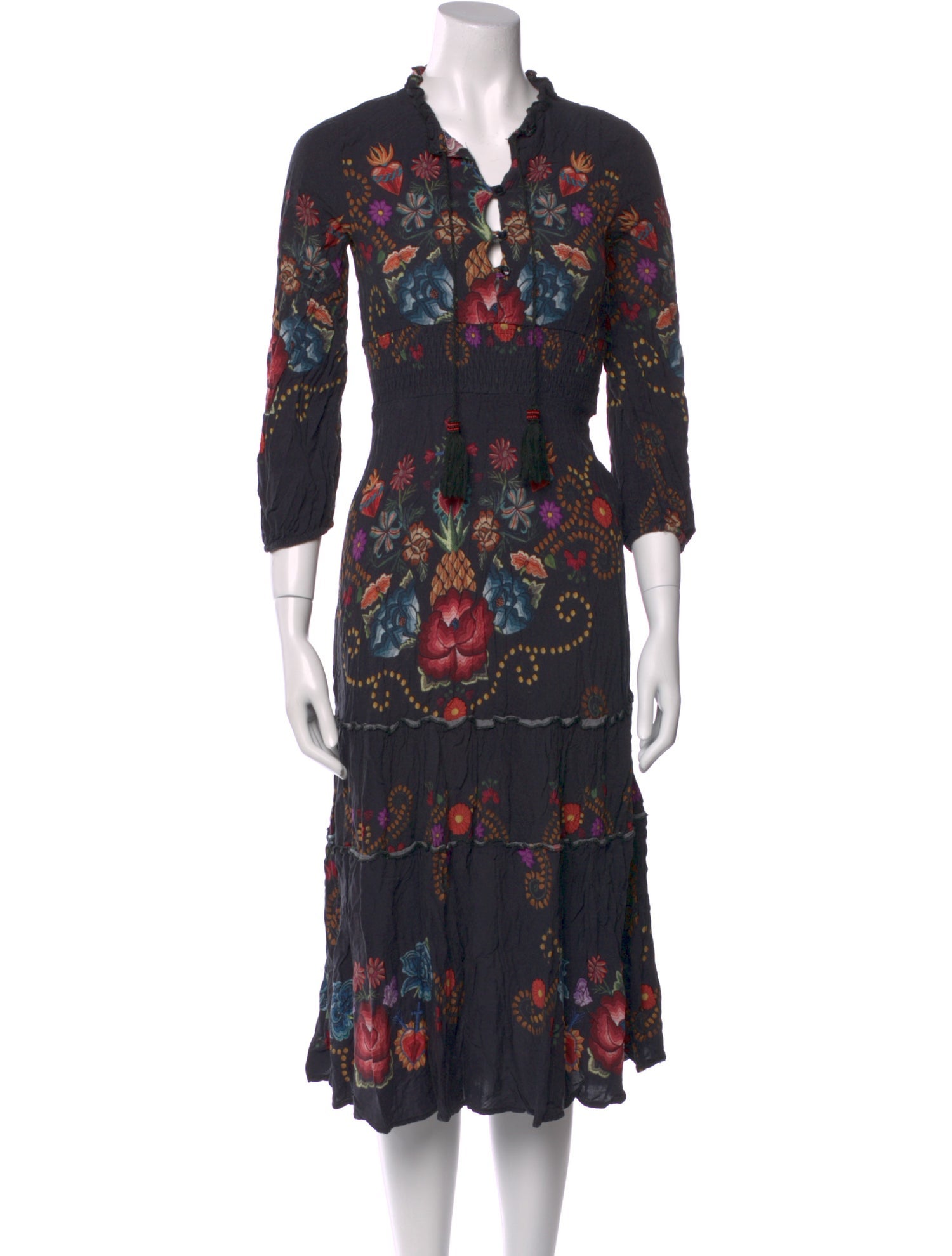 Farm Rio Floral Print Midi Length Dress