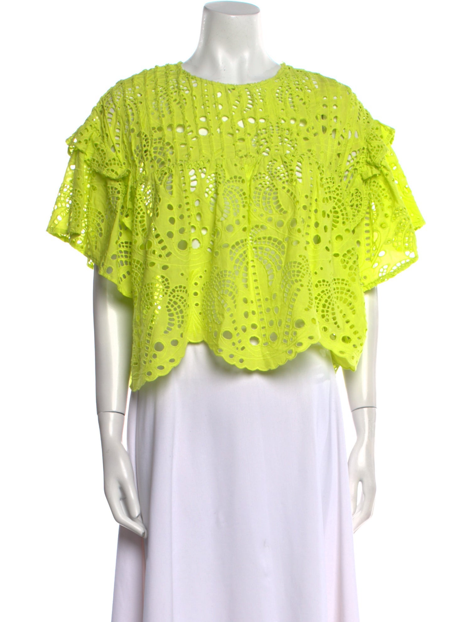 Farm Rio Polka Dot Print Crew Neck Crop Top