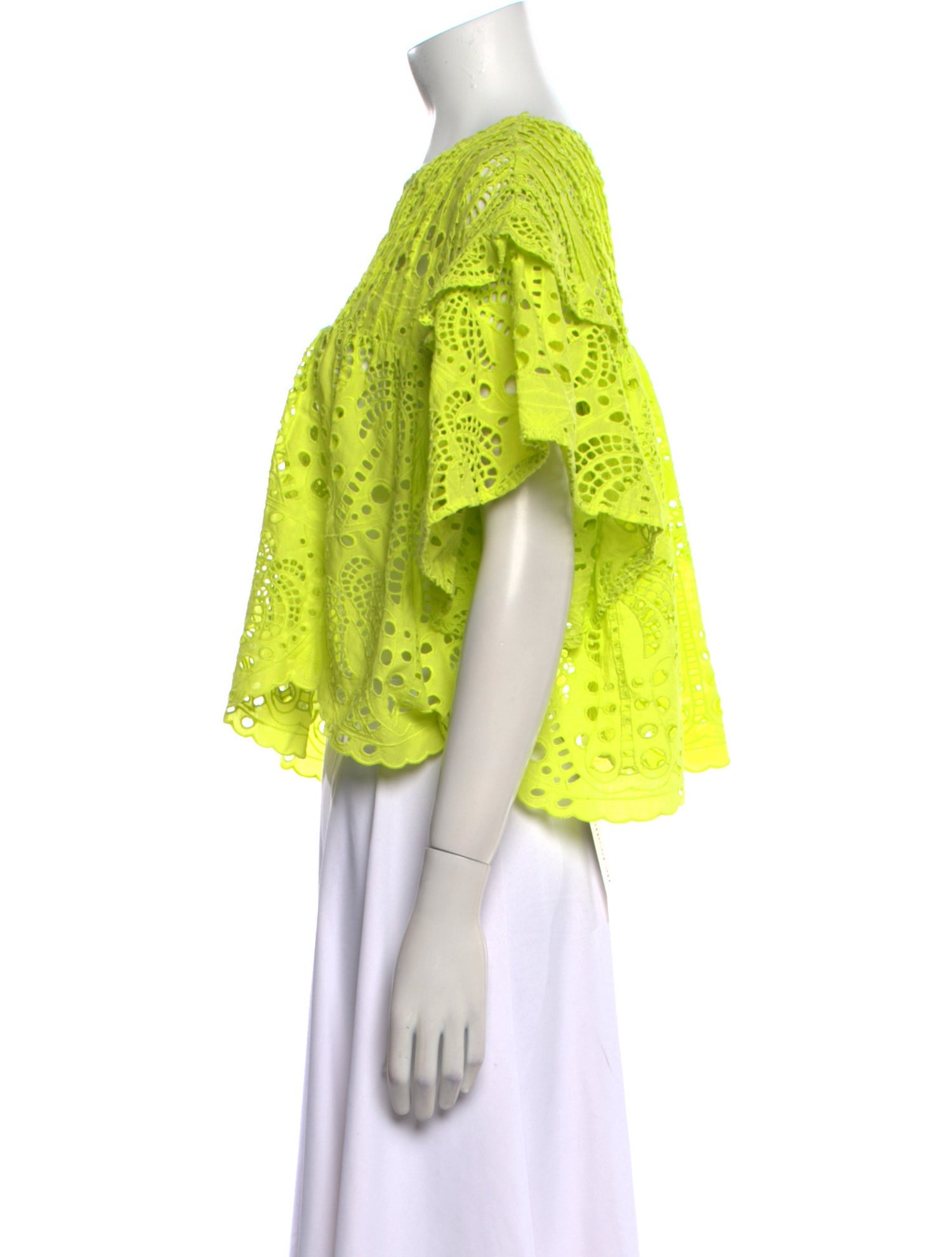 Farm Rio Polka Dot Print Crew Neck Crop Top