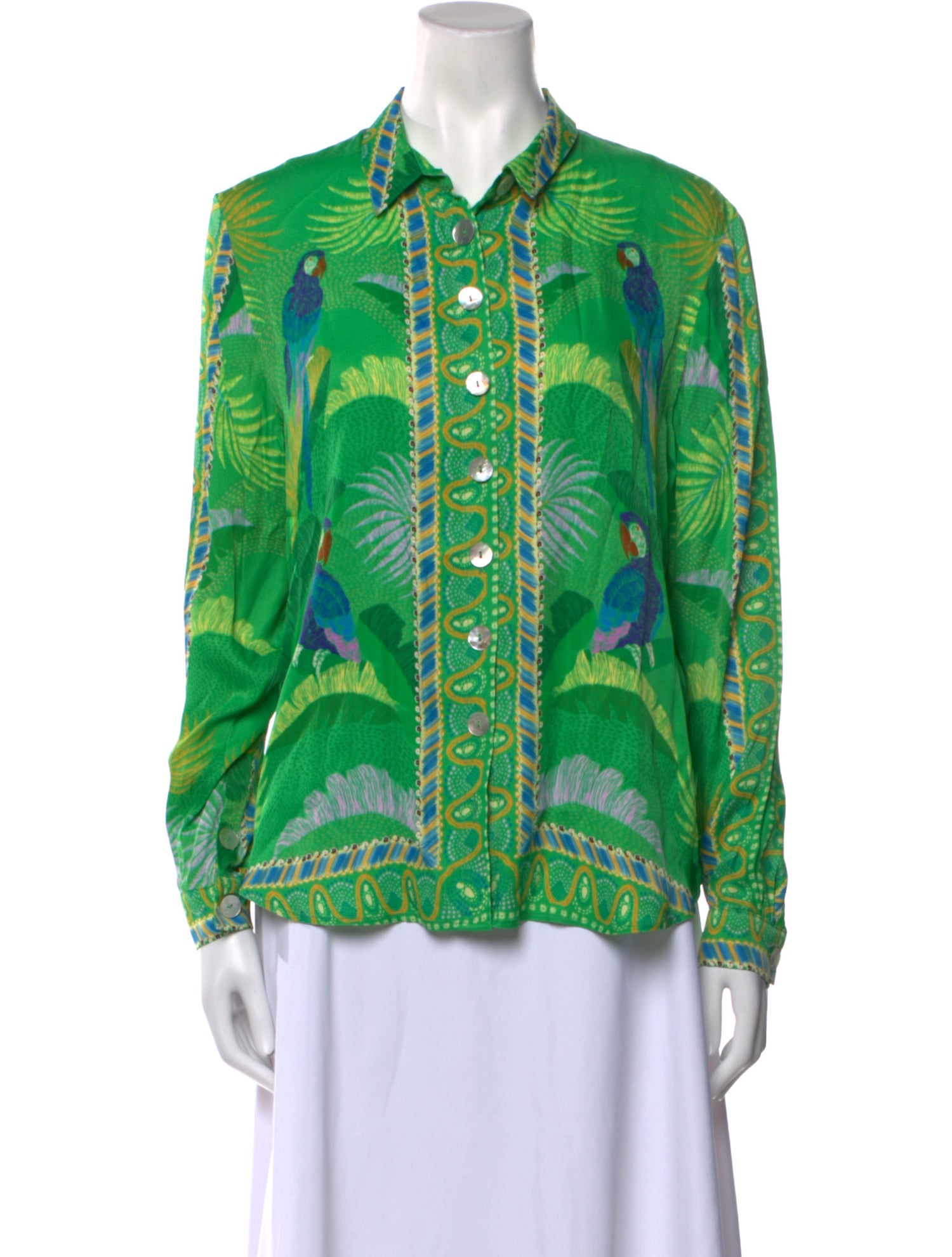 Farm Rio Printed Long Sleeve Button-Up Top