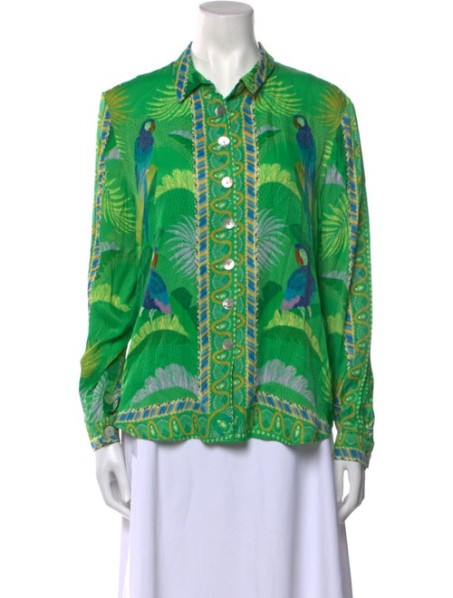 Farm Rio Printed Long Sleeve Button-Up Top