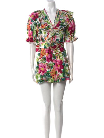 Farm Rio Floral Print V-Neck Romper