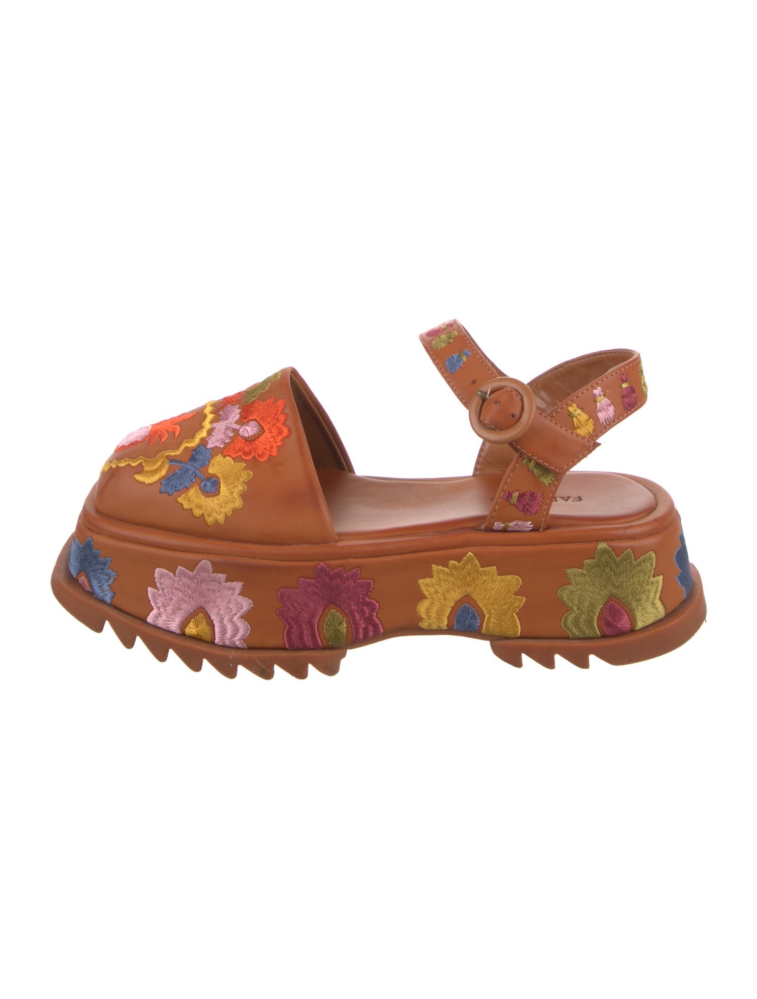 Farm Rio Leather Floral Print Gladiator Sandals