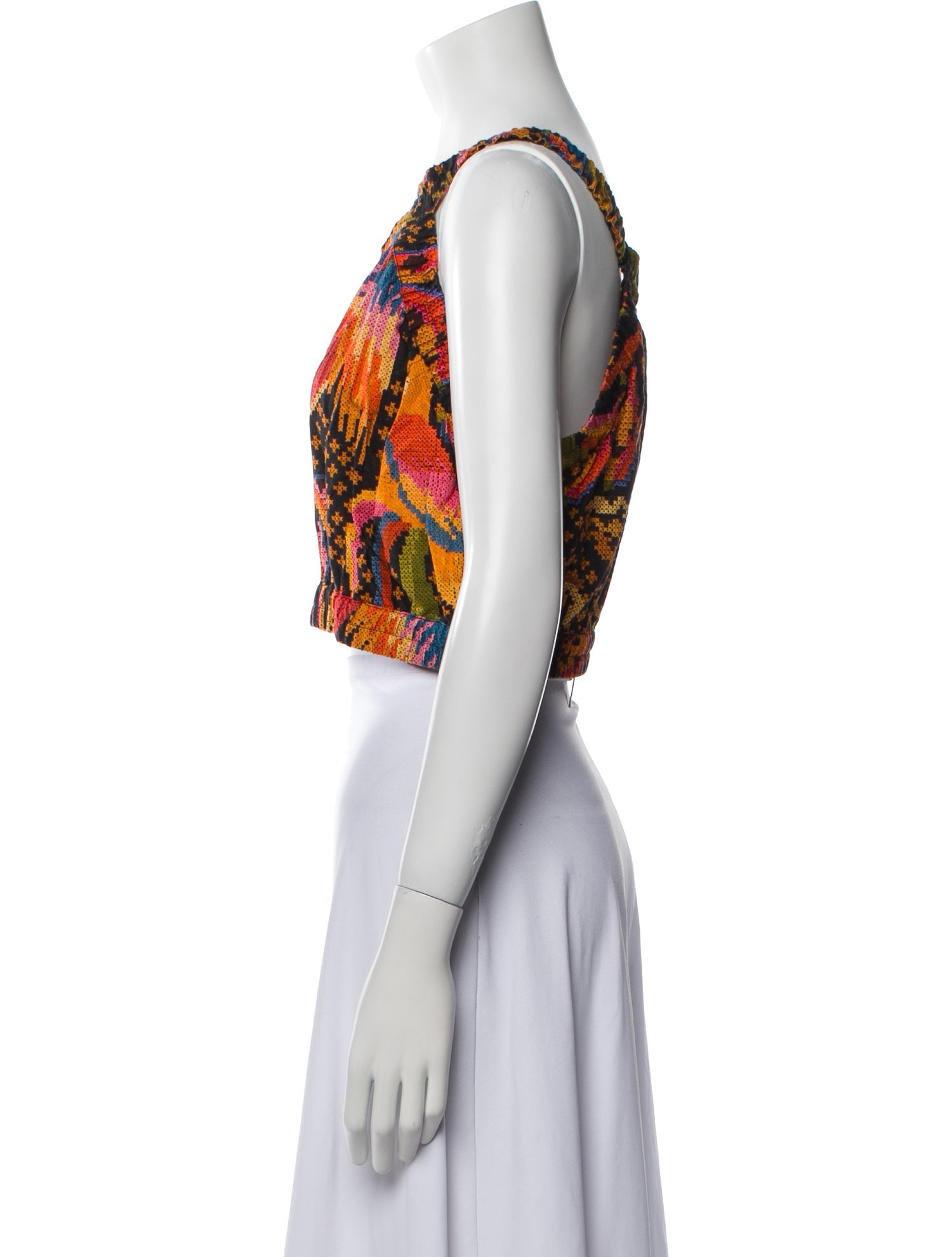 Farm Rio Floral Print One-Shoulder Crop Top w/ Tags