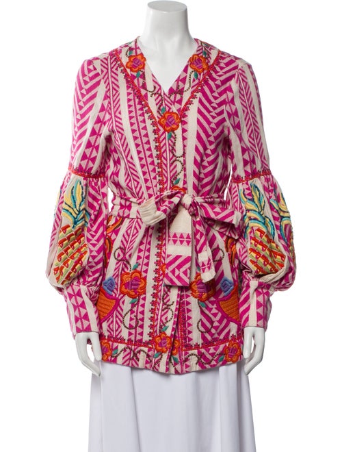 Farm Rio Printed Embroidered Accent Robe