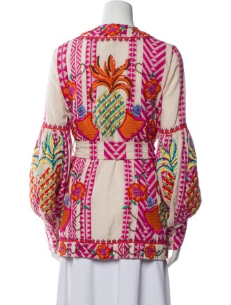 Farm Rio Printed Embroidered Accent Robe