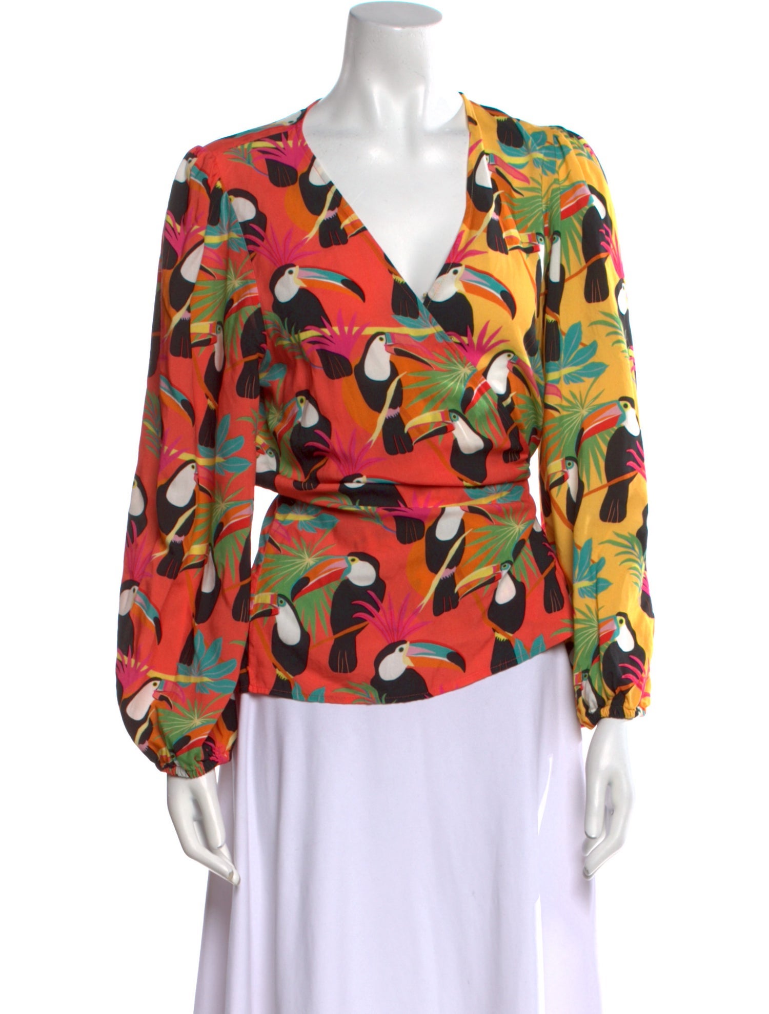 Farm Rio Printed V-Neck Blouse