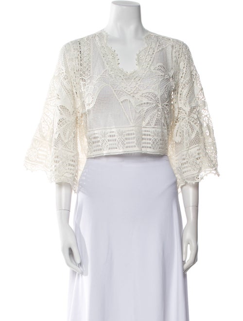 Farm Rio Lace Pattern V-Neck Crop Top