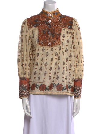 Farm Rio Printed Mock Neck Blouse