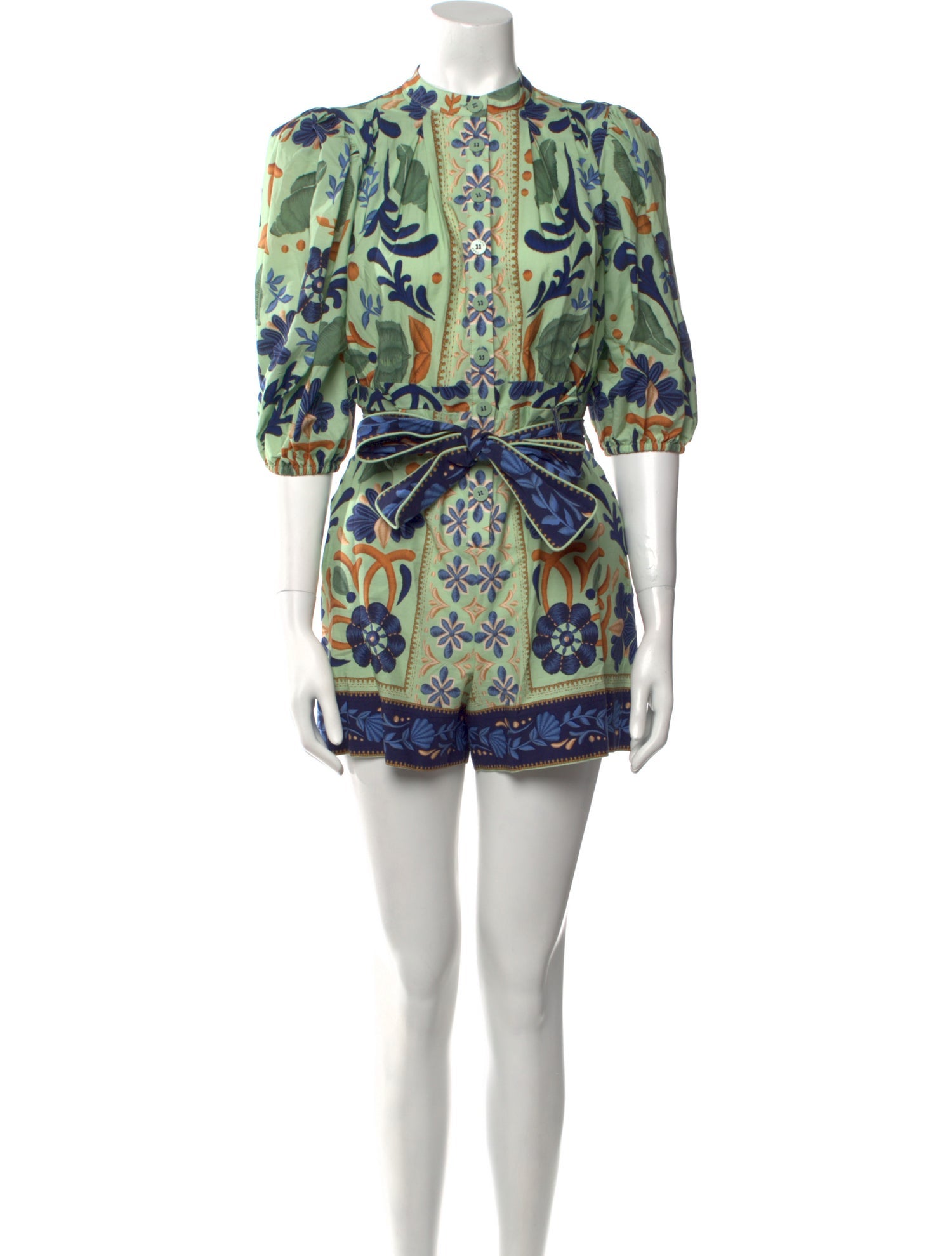 Farm Rio Floral Print Crew Neck Romper