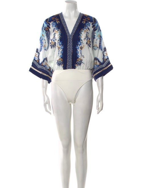 Farm Rio Floral Print V-Neck Bodysuit