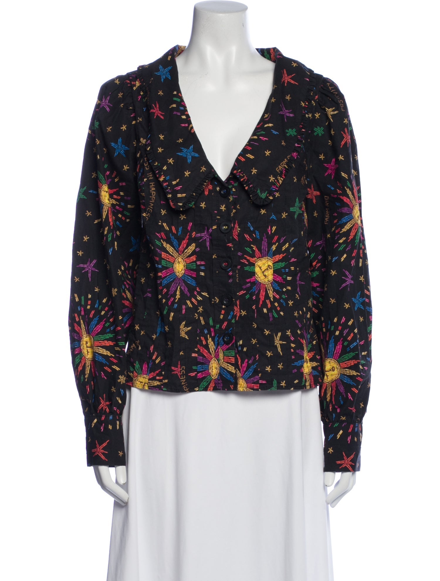 Farm Rio Printed V-Neck Blouse