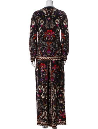 Farm Rio Floral Print Sequin Embellishments Pant Set