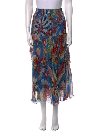 Farm Rio Floral Print Midi Length Skirt