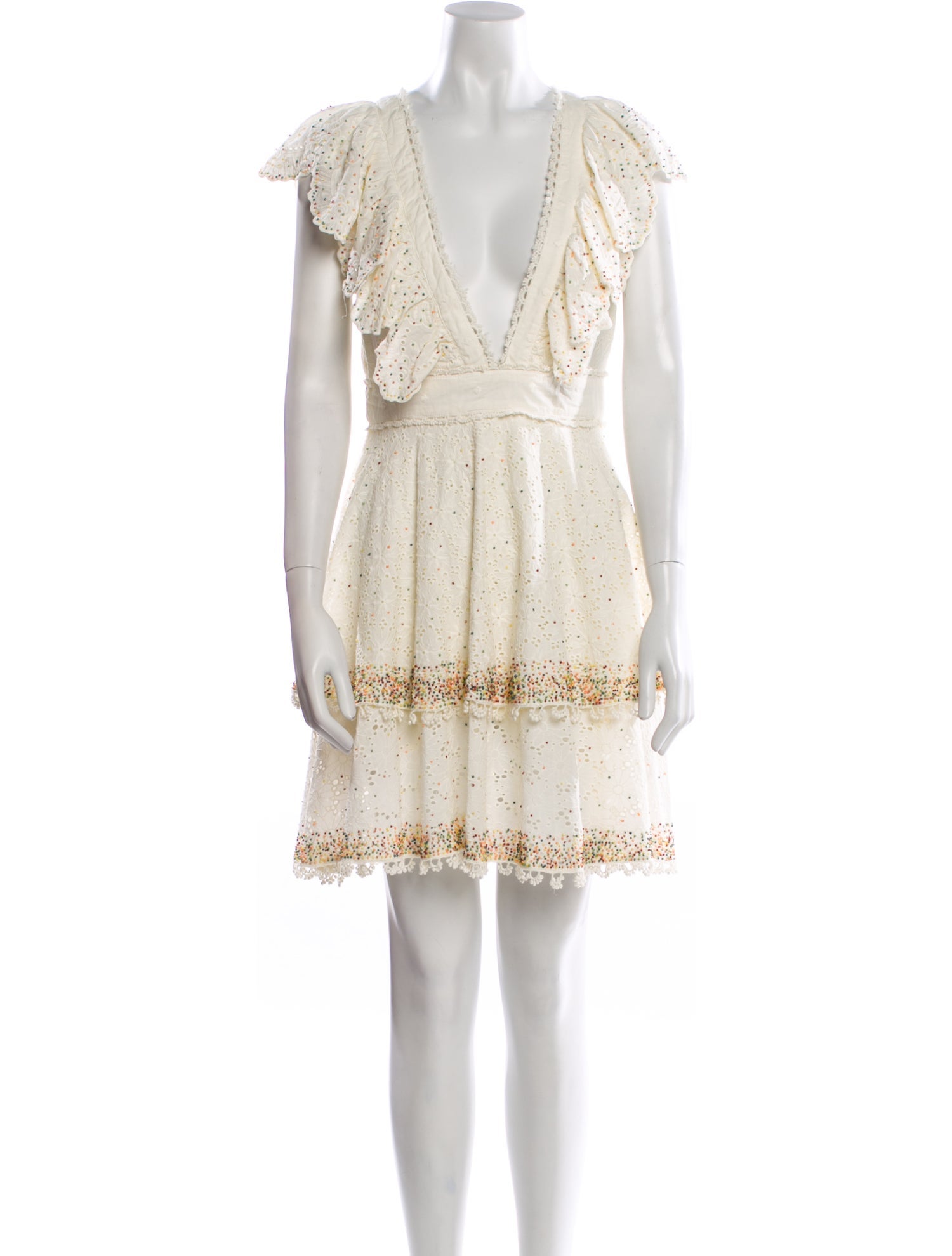 Farm Rio Plunge Neckline Mini Dress