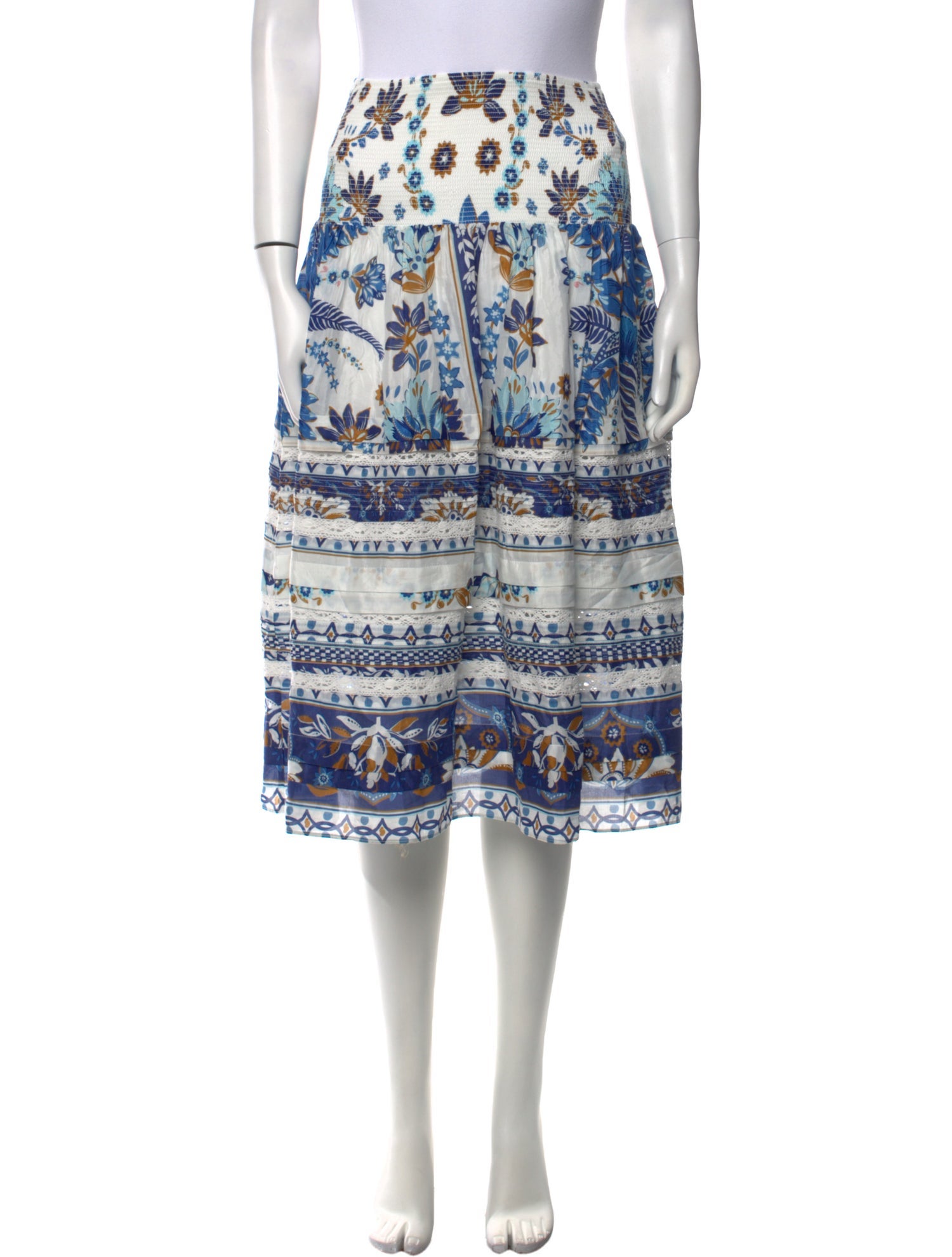 Farm Rio Floral Print Knee-Length Skirt