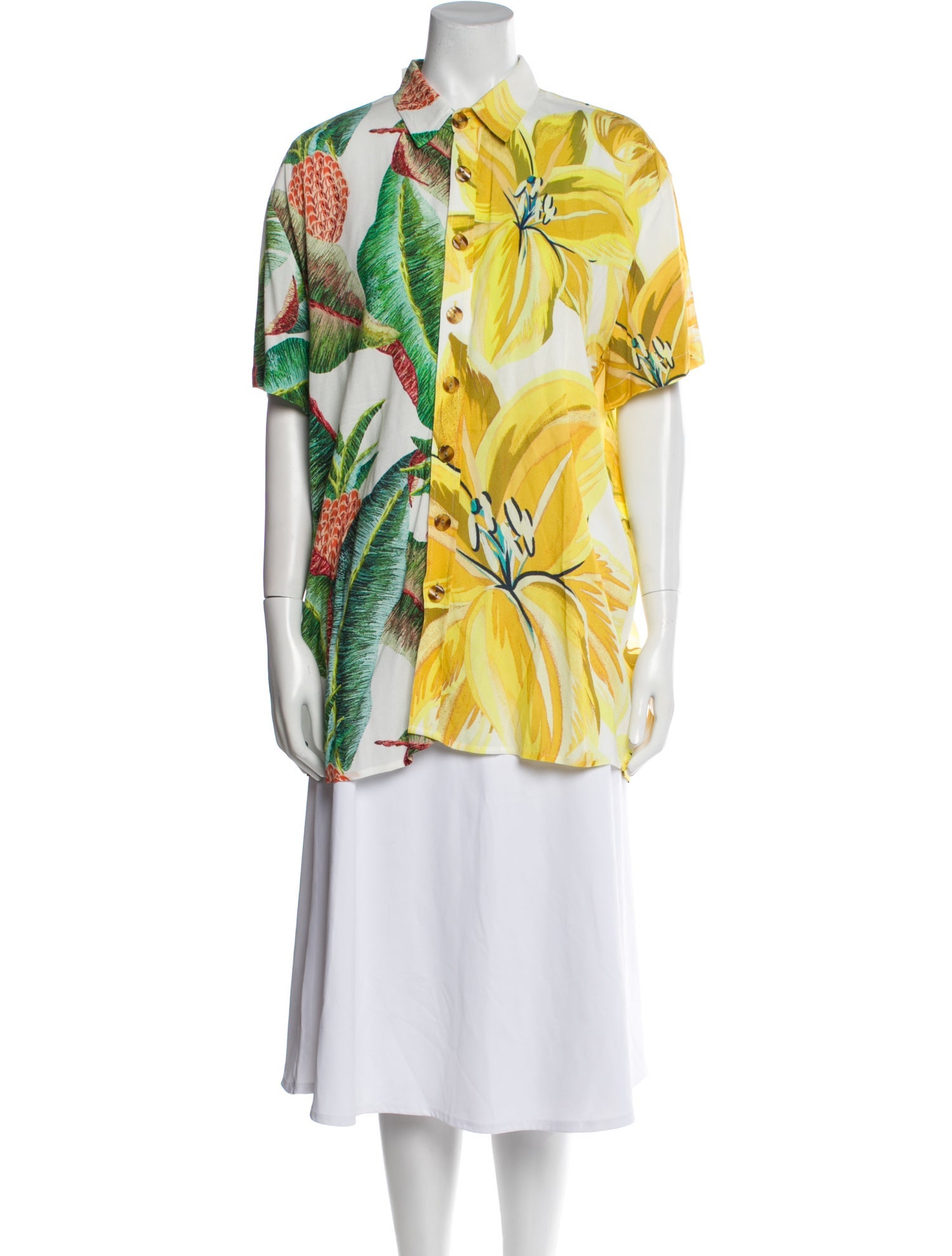 Farm Rio Floral Print Short Sleeve Tunic