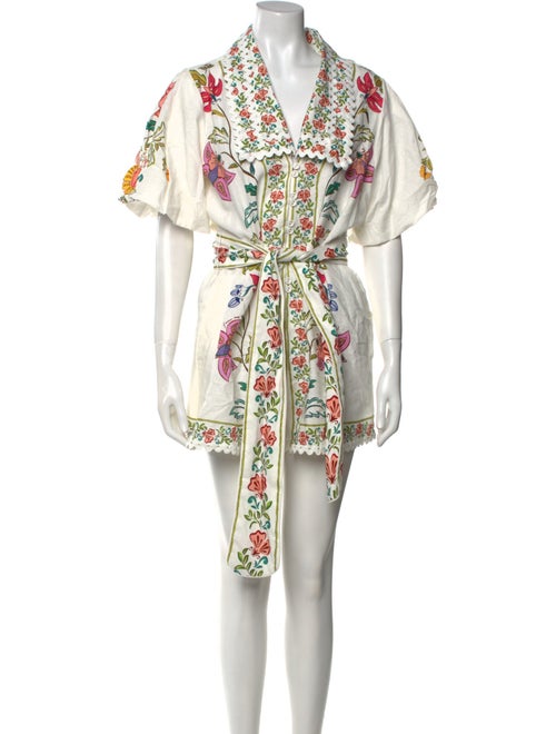 Farm Rio Linen Floral Print Romper