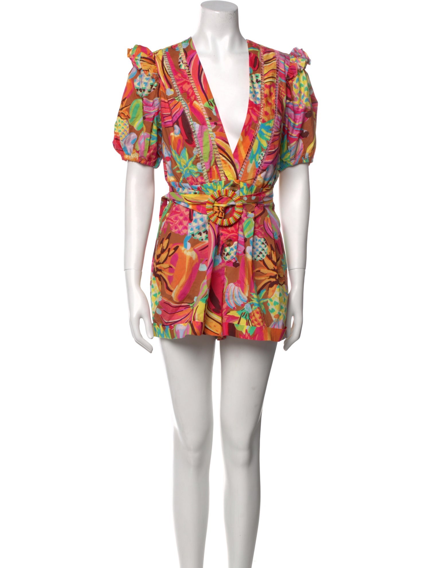 Farm Rio Floral Print V-Neck Romper