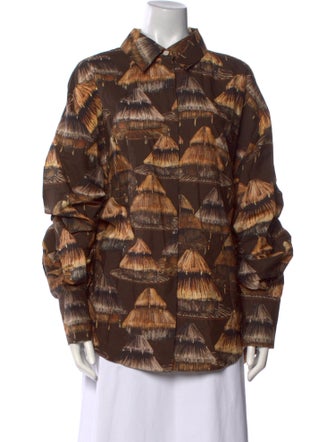 Farm Rio Printed Long Sleeve Button-Up Top