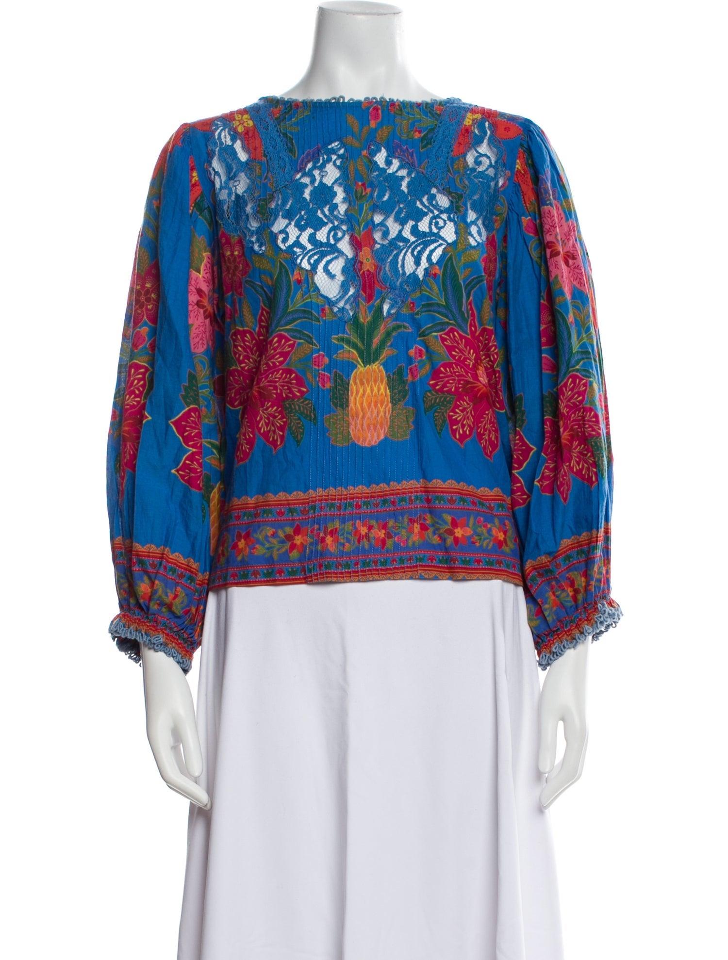Farm Rio Printed Bateau Neckline Blouse