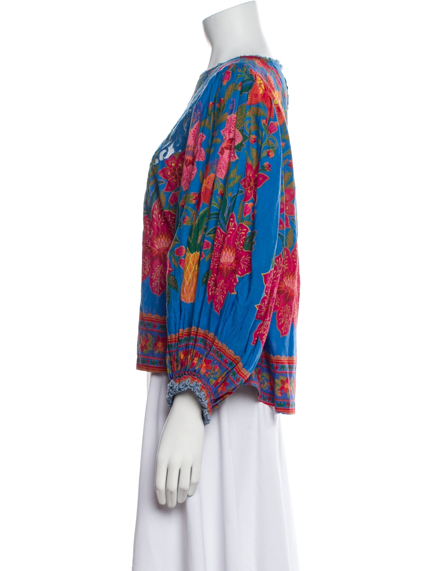 Farm Rio Printed Bateau Neckline Blouse