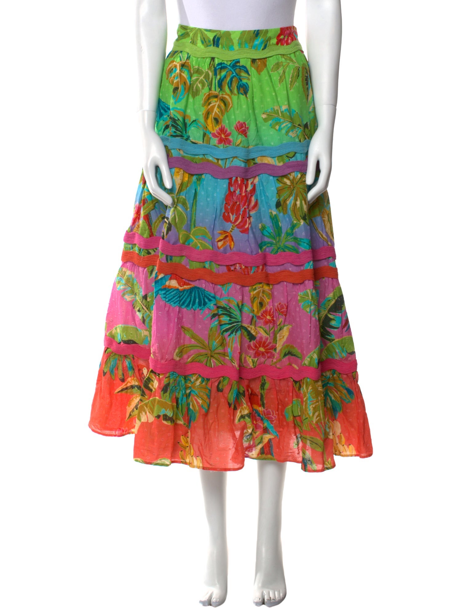 Farm Rio Floral Print Midi Length Skirt w/ Tags