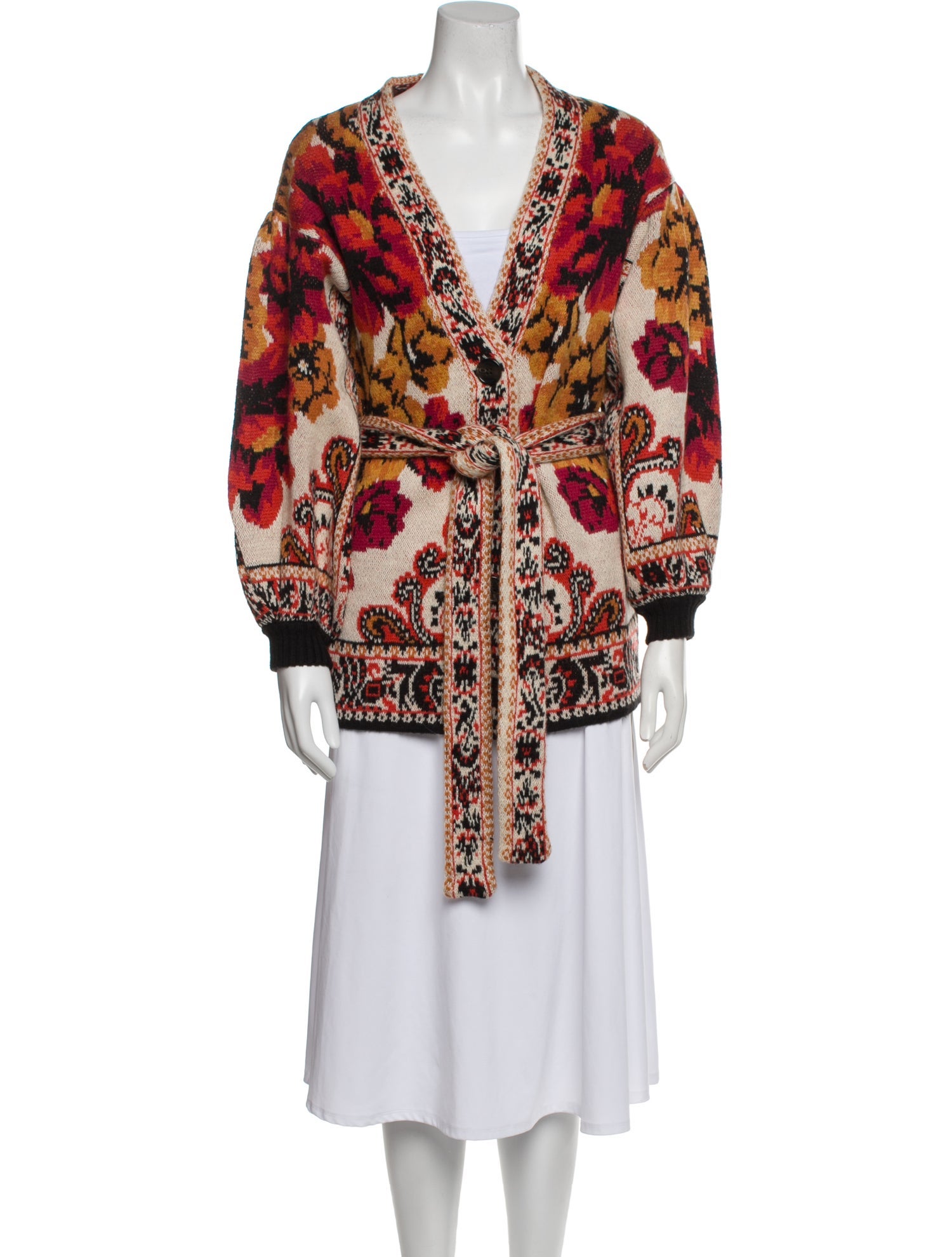 Farm Rio Printed V-Neck Sweater