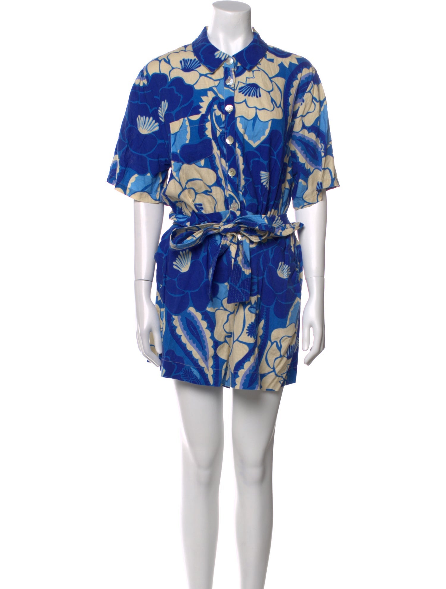 Farm Rio Linen Floral Print Romper