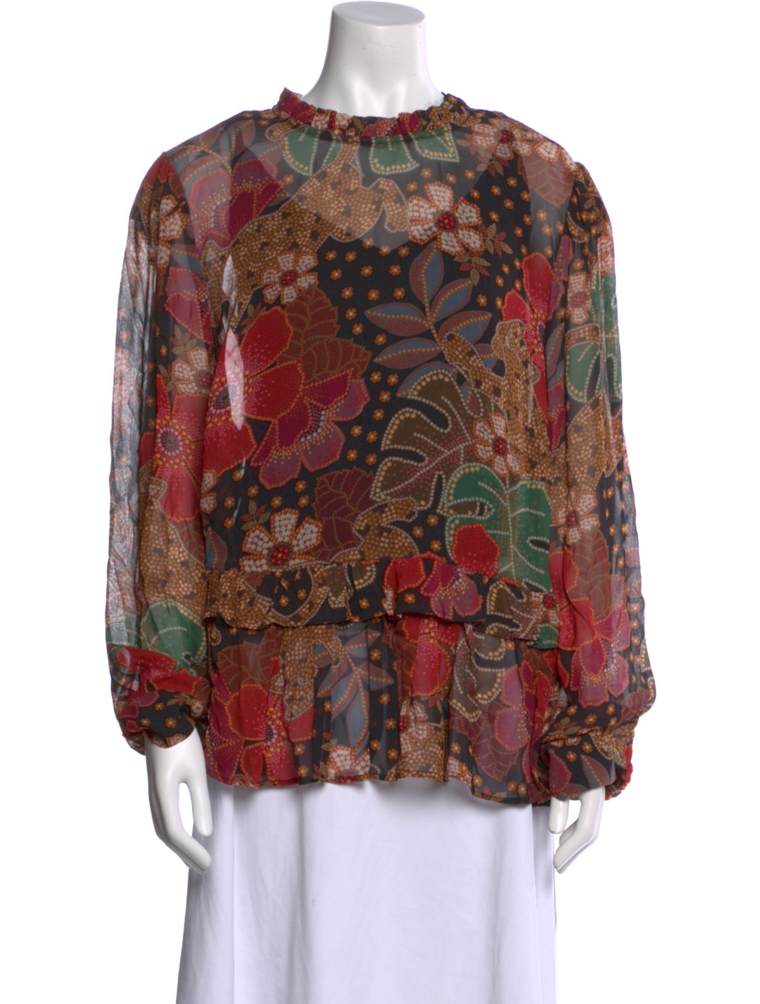 Farm Rio Floral Print Crew Neck Blouse