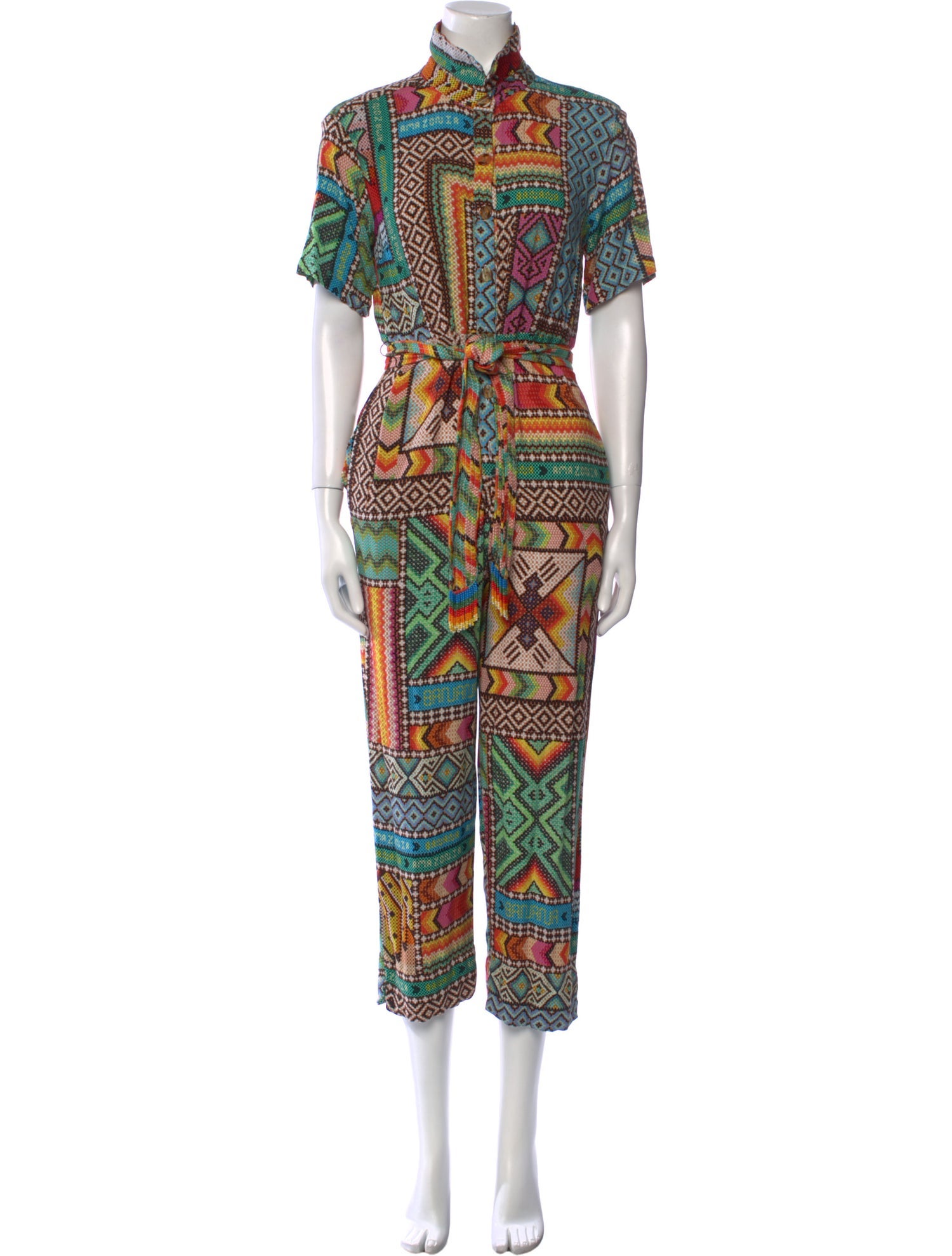 Farm Rio Printed Mock Neck Jumpsuit