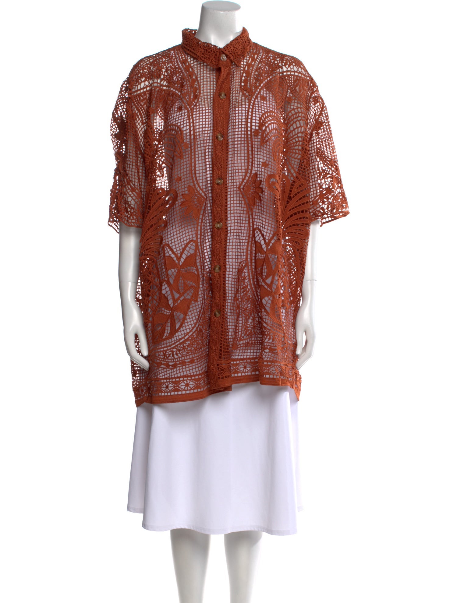 Farm Rio Lace Pattern Mock Neck Tunic w/ Tags