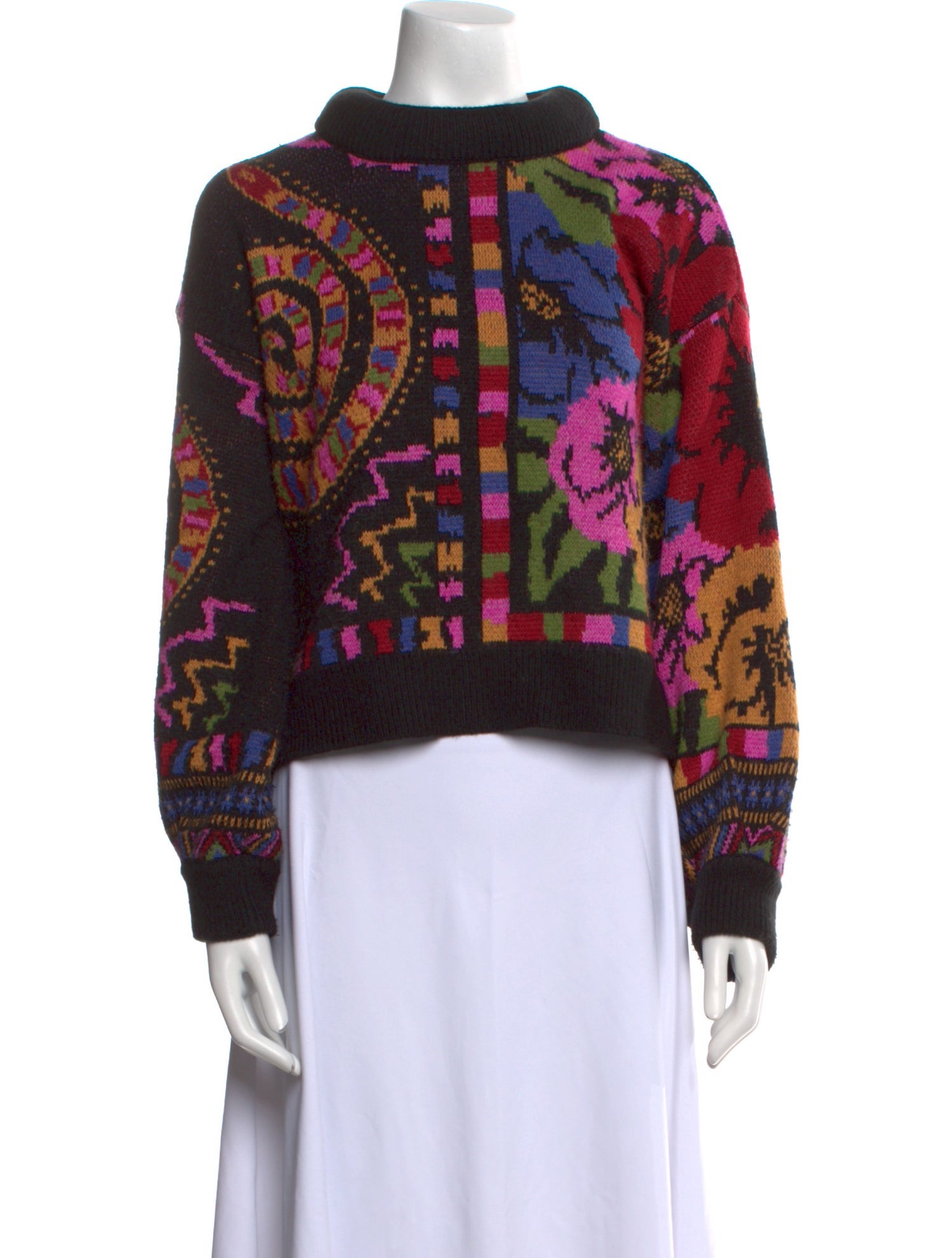 Farm Rio Printed Mock Neck Sweater