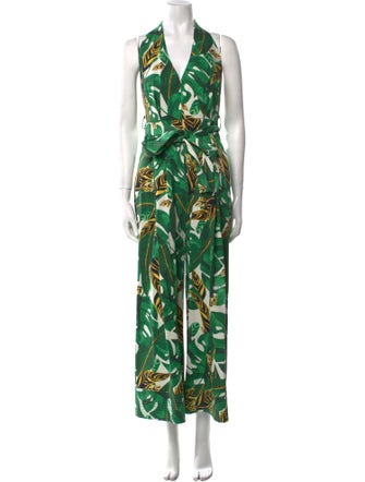 Farm Rio Printed V-Neck Jumpsuit