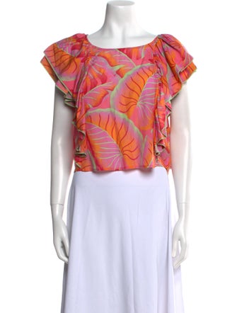 Farm Rio Printed Bateau Neckline Crop Top