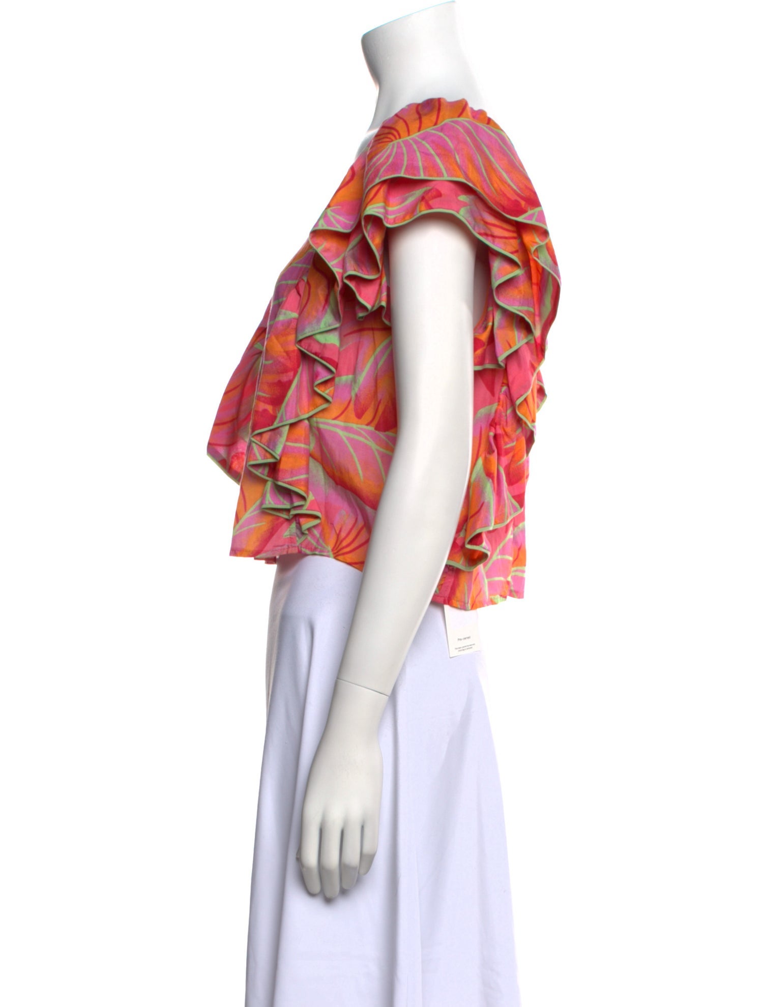 Farm Rio Printed Bateau Neckline Crop Top