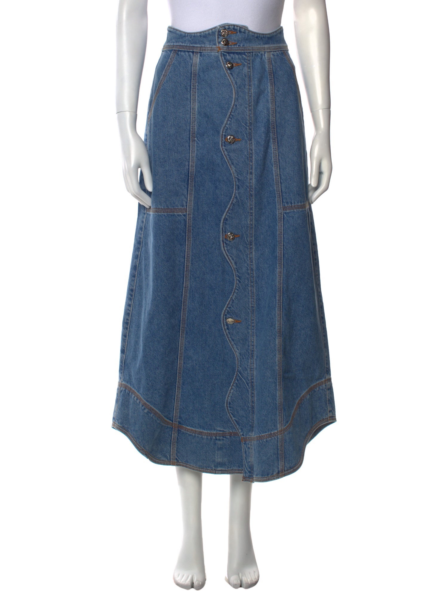 Farm Rio Scalloped Accent Midi Length Skirt