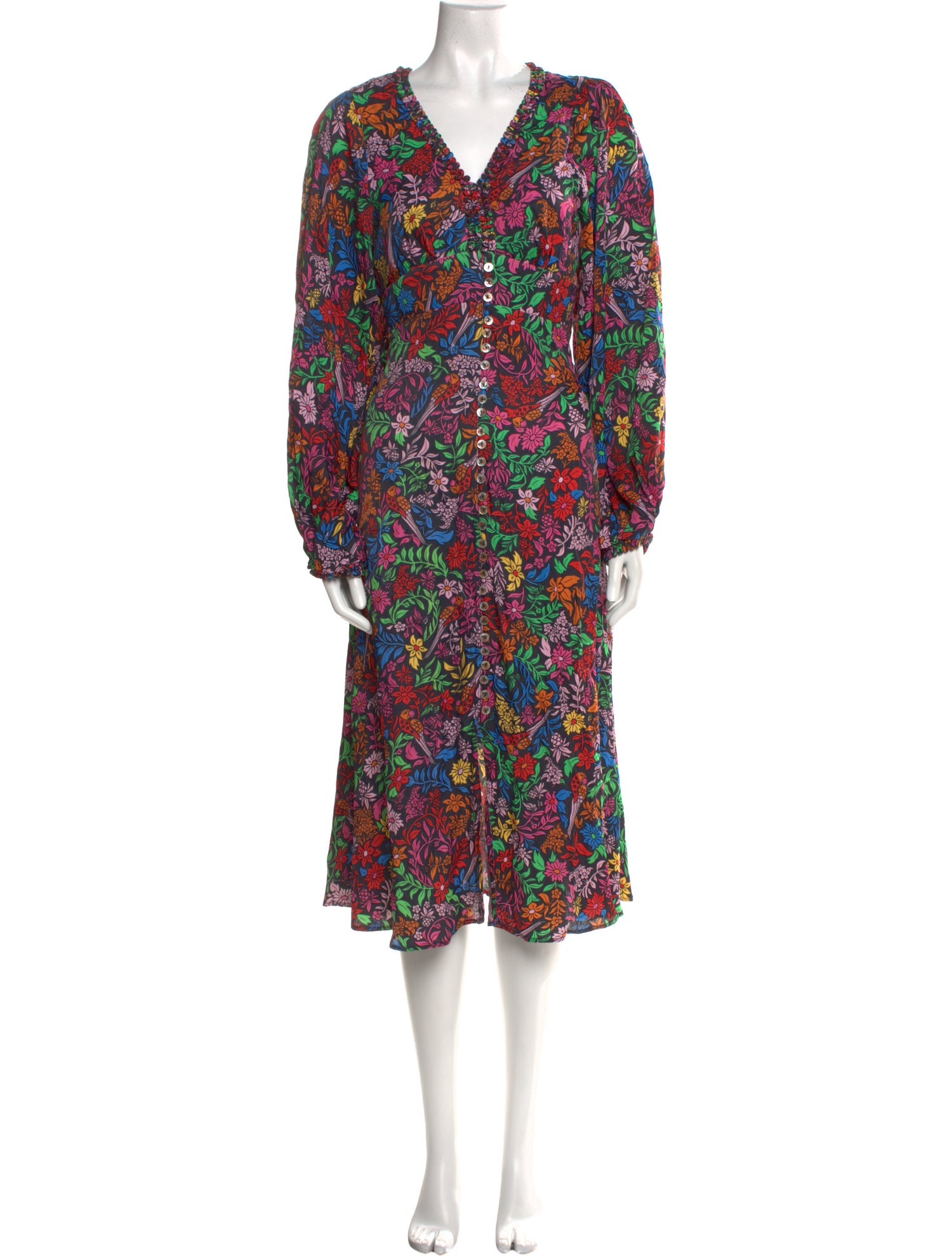 Farm Rio Floral Print Midi Length Dress