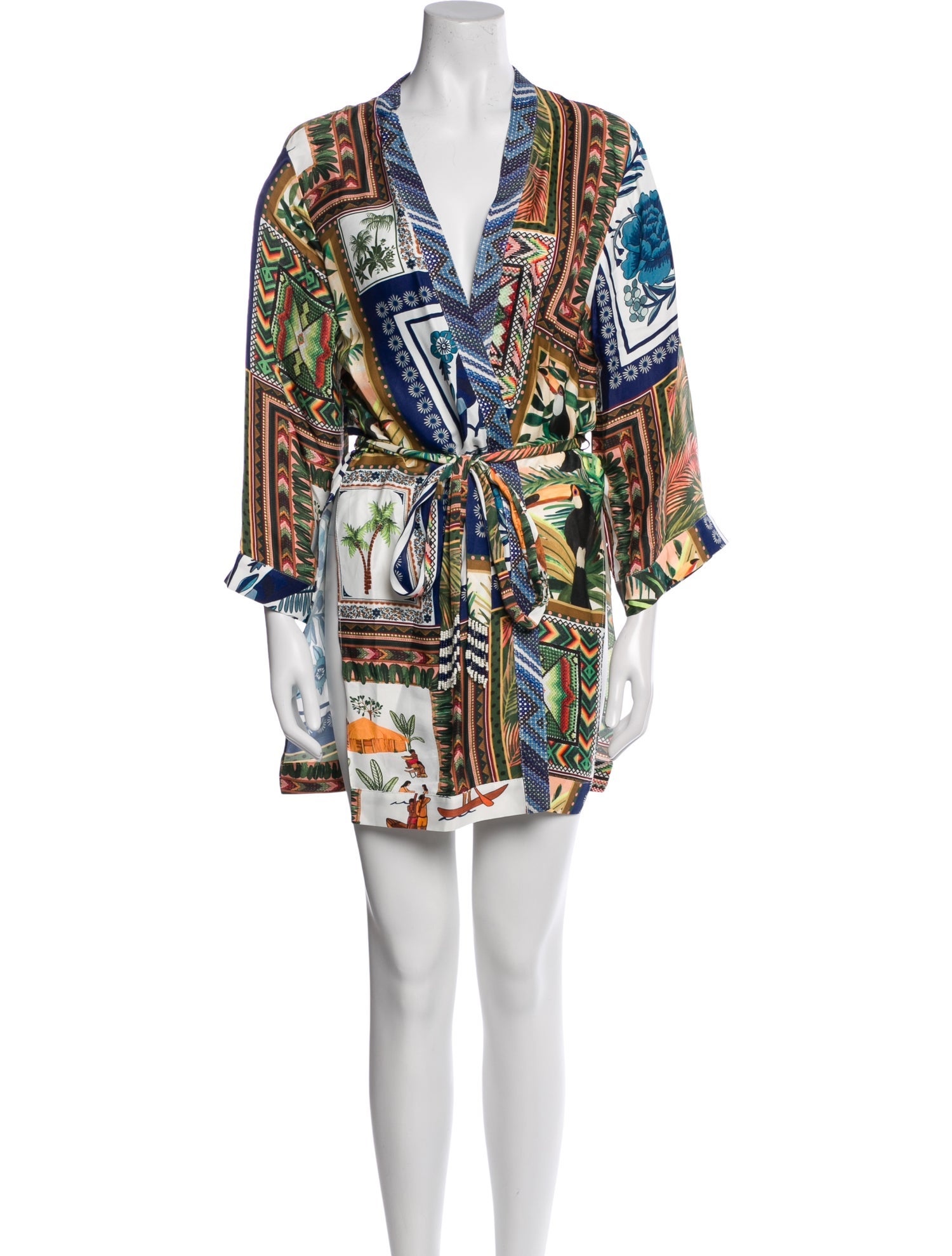 Farm Rio Printed Beaded Accents Robe