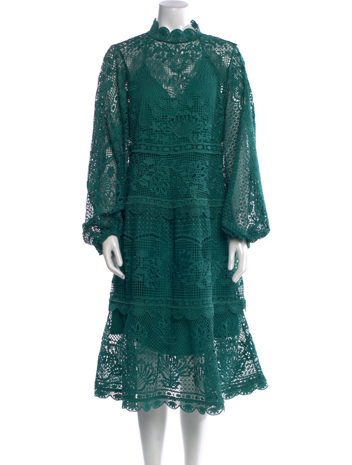 Farm Rio Mock Neck Midi Length Dress