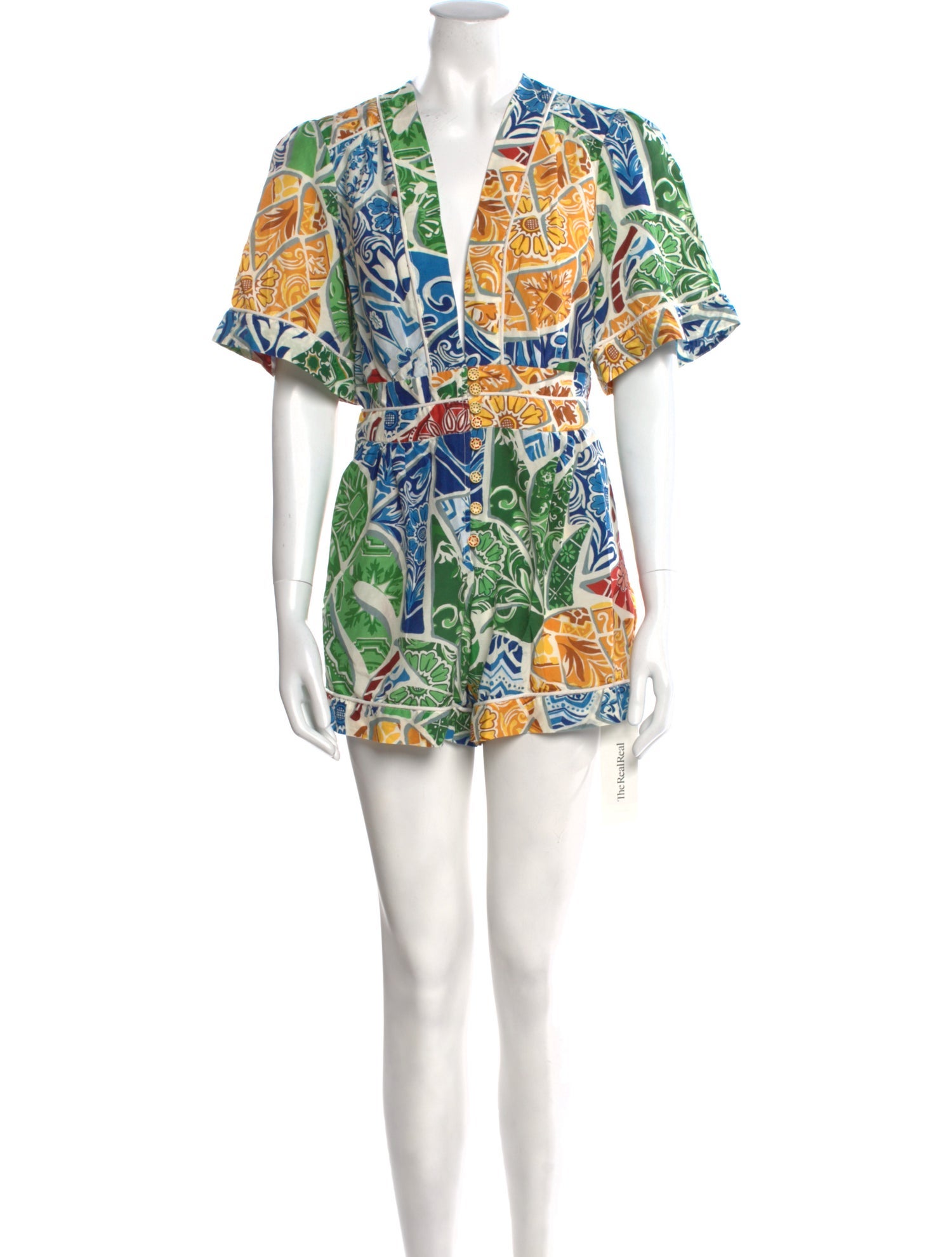 Farm Rio Floral Print V-Neck Romper