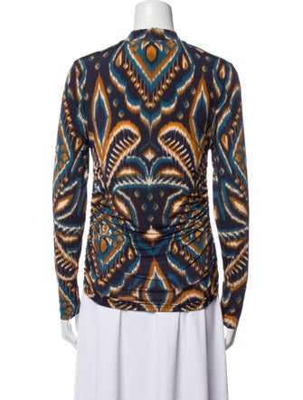 Farm Rio Printed Mock Neck Button-Up Top