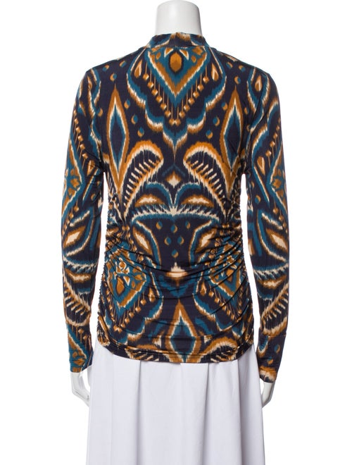 Farm Rio Printed Mock Neck Button-Up Top